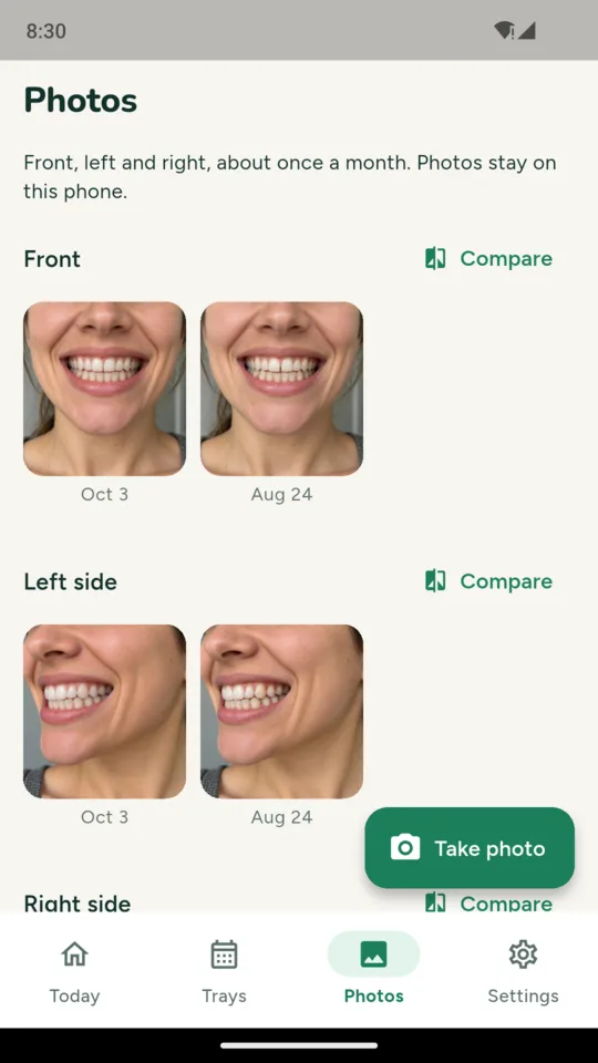 Photos: front and left side, the first set and the latest.