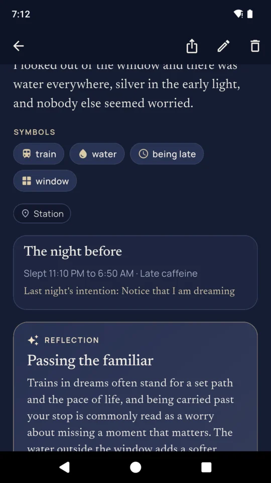 A reflection: Passing the familiar, below the night before.