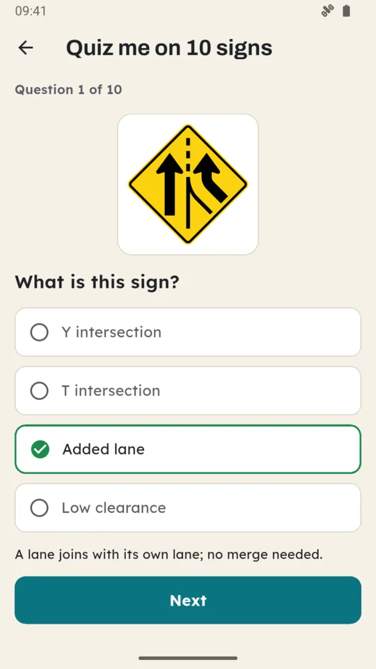 The sign quiz: Added lane answered, with what the sign means.