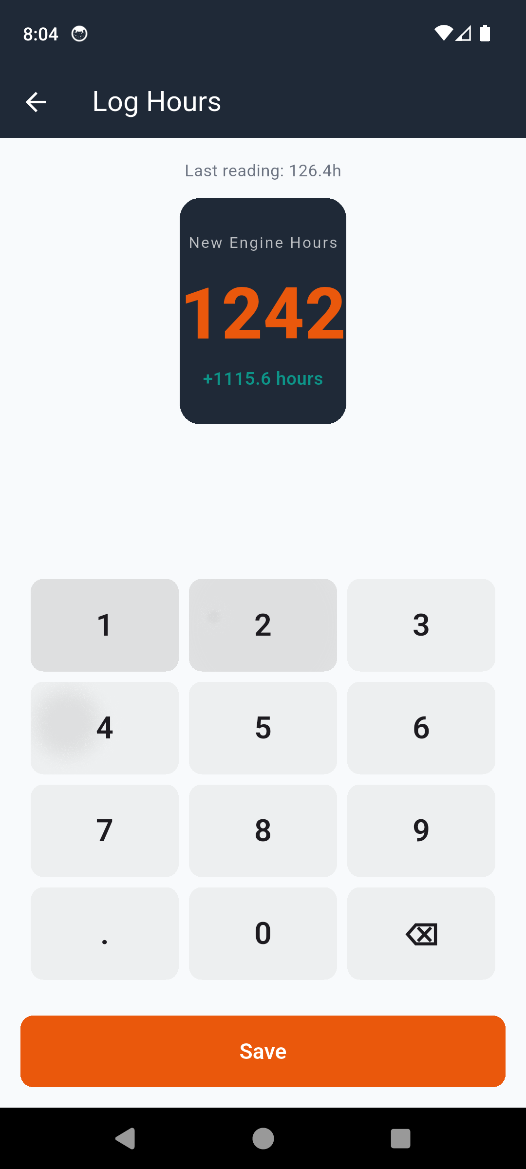 GeneratorLog log engine hours reading