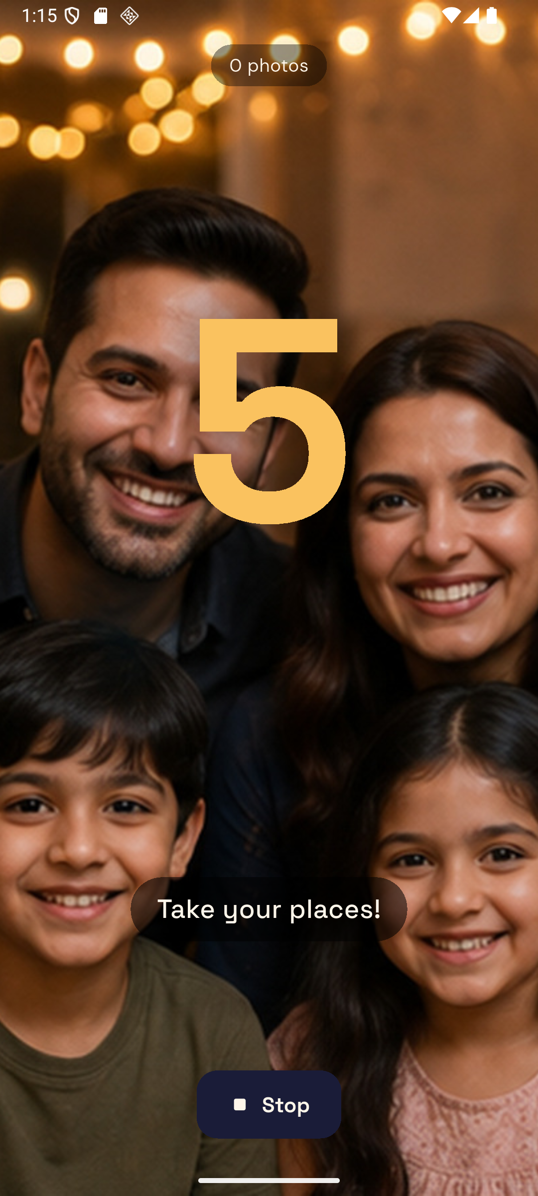 GroupCam counting down with a large numeral over the preview