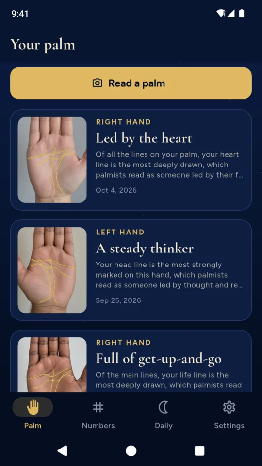 Your palms: every hand you have read, right and left.