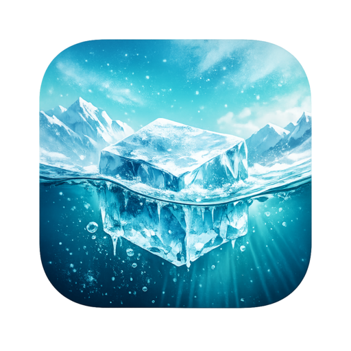 IcePlunge app icon — ice cube split above and below the waterline