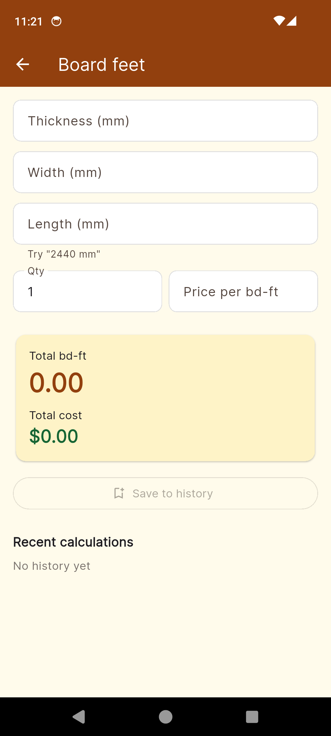 LumberList board feet calculator