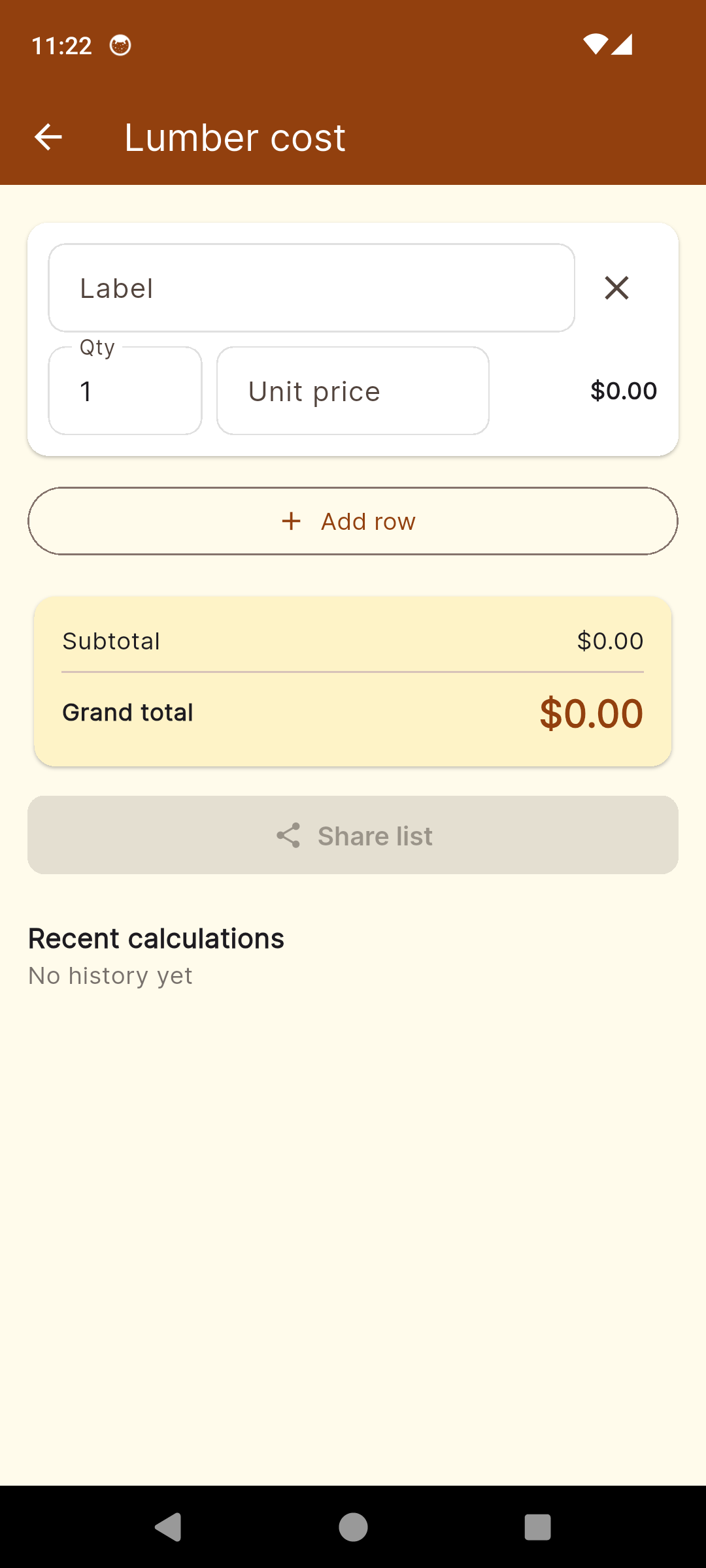 LumberList lumber cost calculator