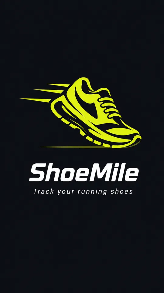 The ShoeMile launch screen: a lime running shoe above the wordmark and the line Track your running shoes