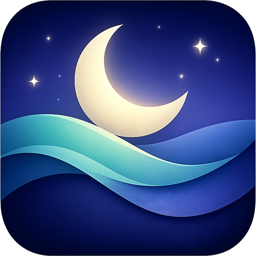 SleepRight app icon — crescent moon over sleep waves
