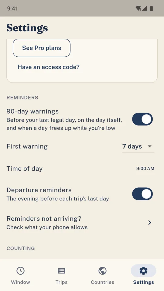 Reminders: the 90-day warning, its timing and departure reminders.