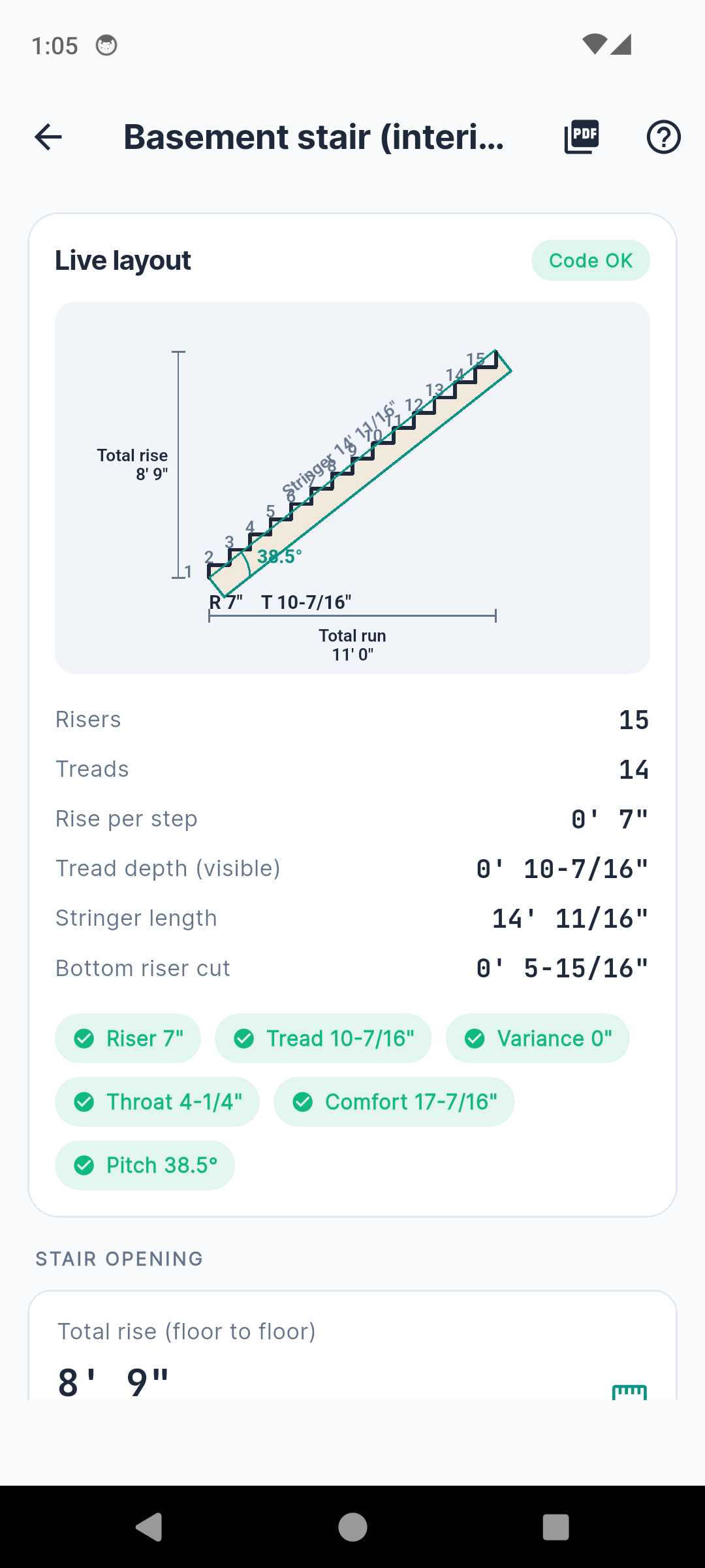 StringerPro fraction-native rise & run input screen