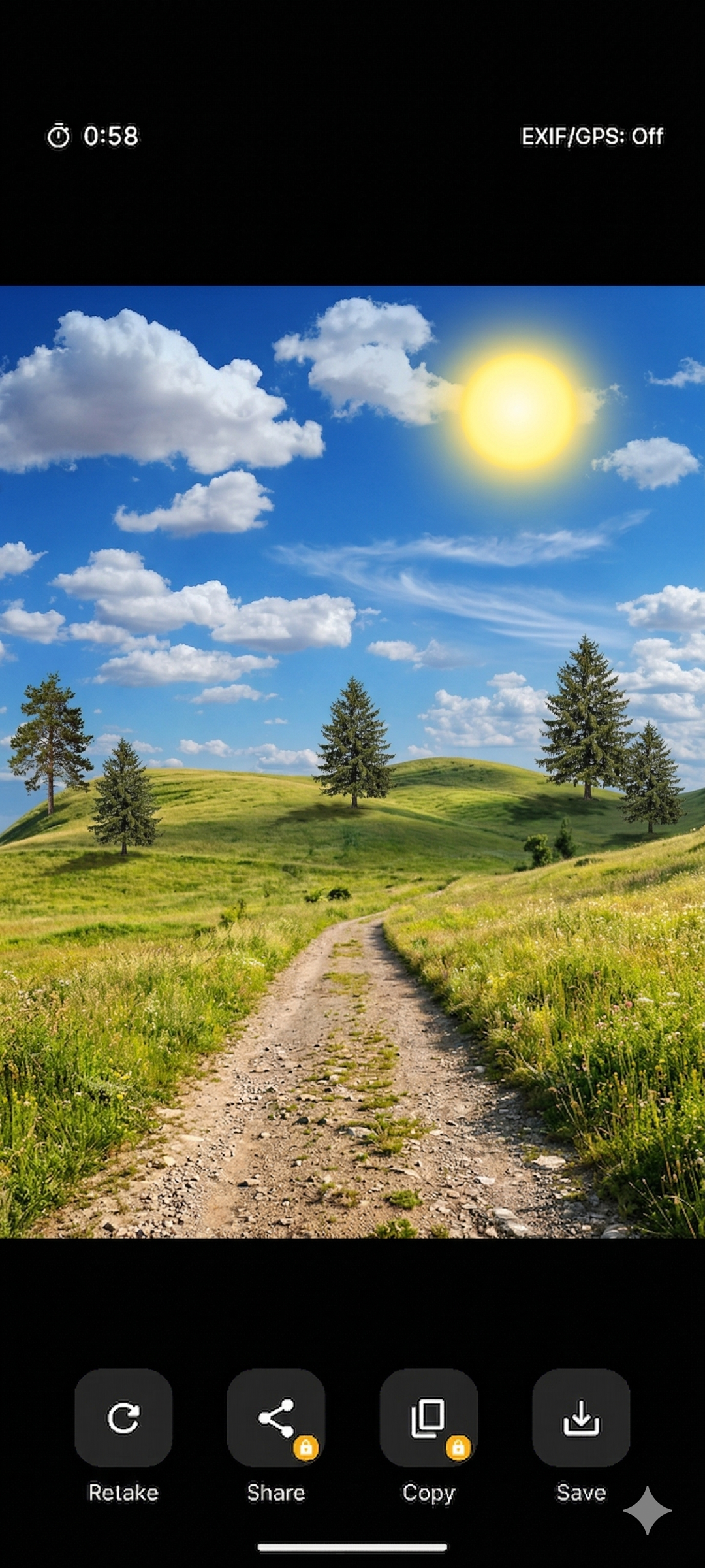 TempCam photo review with countdown timer